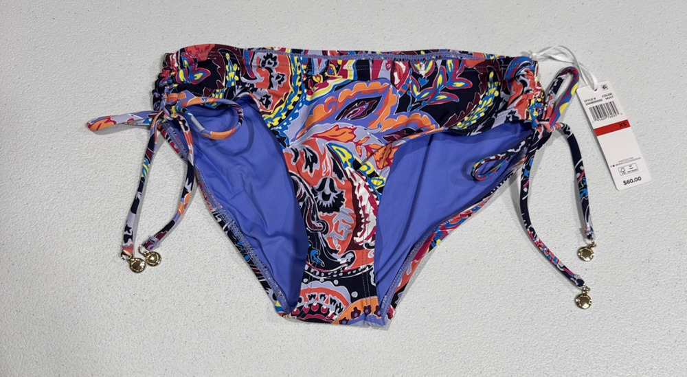Anne Cole Floral Paisley Alex Side Tie Bikini Bottom Swimwear Size XS Beach Pool
